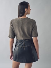 Urban Code Brown Faux Leather  A-Line Skirt - Image 3 of 4