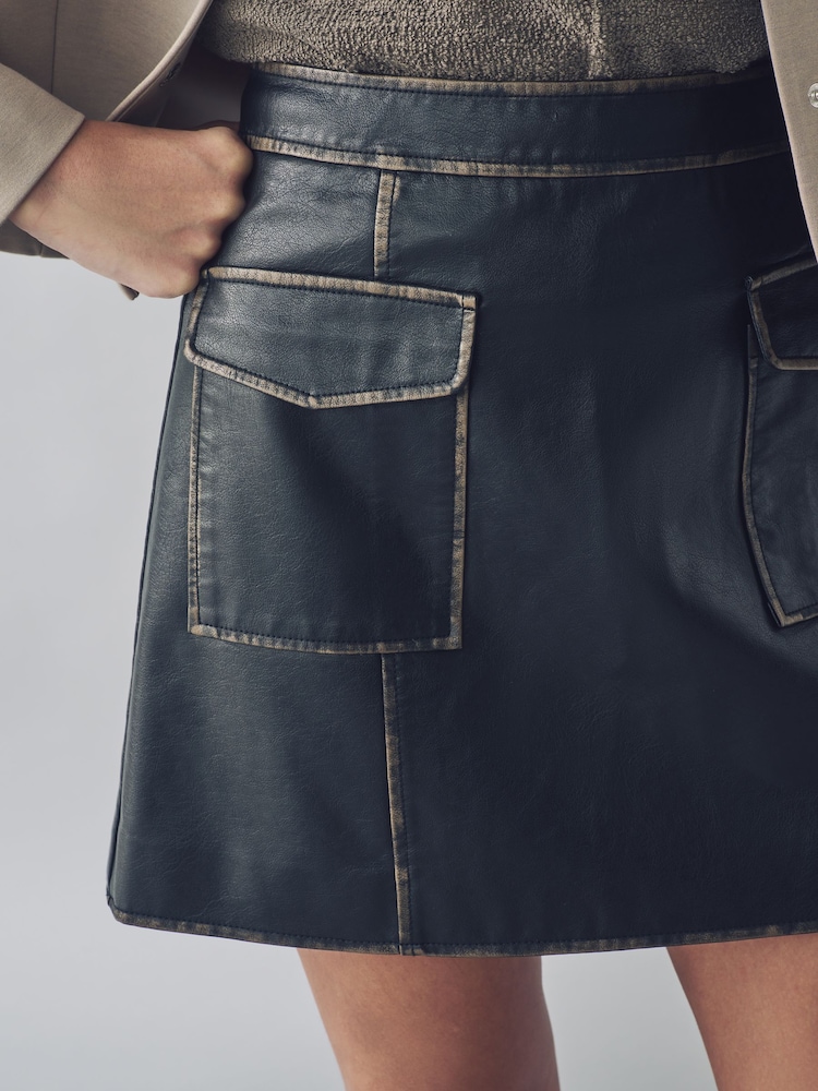 Urban Code Brown Faux Leather  A-Line Skirt - Image 4 of 4