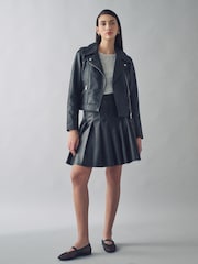 Urban Code Black Faux Leather Pleated Skirt - Image 4 of 7