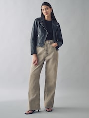 Urban Code Black Leather Biker Jacket - Image 2 of 4