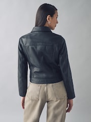 Urban Code Black Leather Biker Jacket - Image 3 of 4