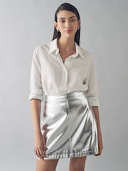 Urban Code Metallic A Line PU Mini Skirt - Image 1 of 4