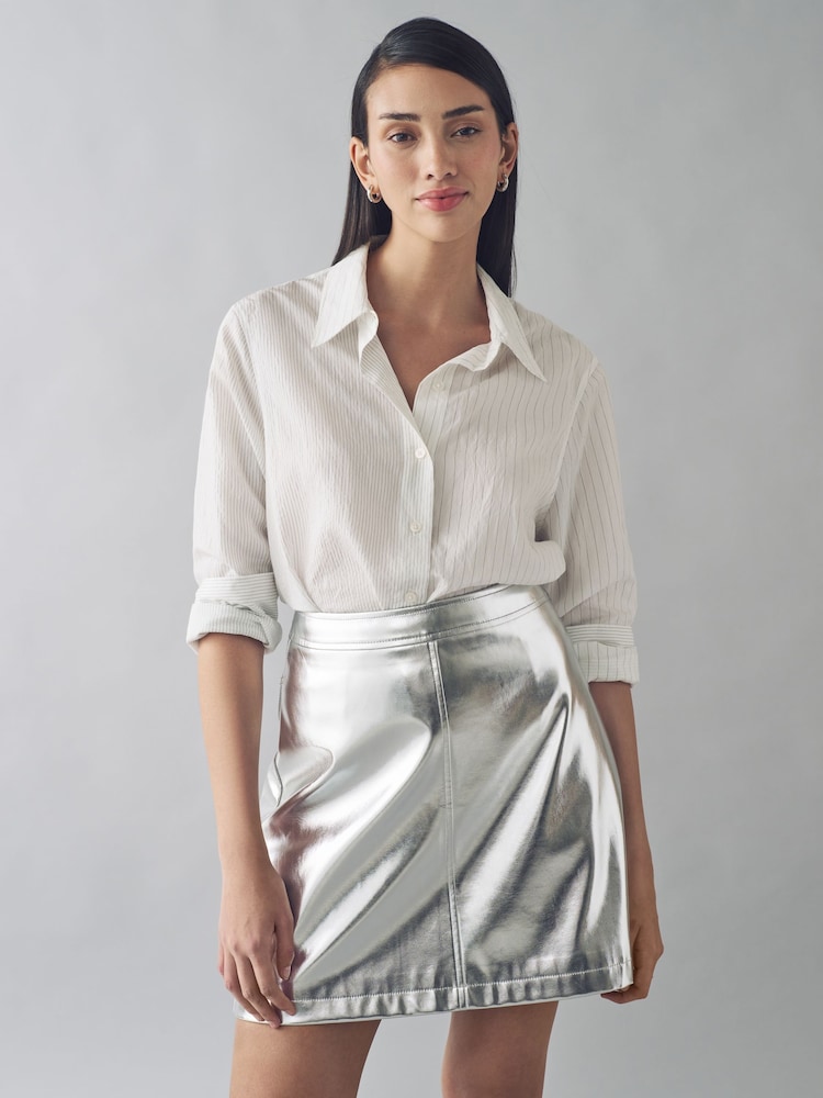 Urban Code Metallic A Line PU Mini Skirt - Image 1 of 4