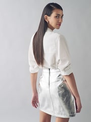 Urban Code Metallic A Line PU Mini Skirt - Image 2 of 4