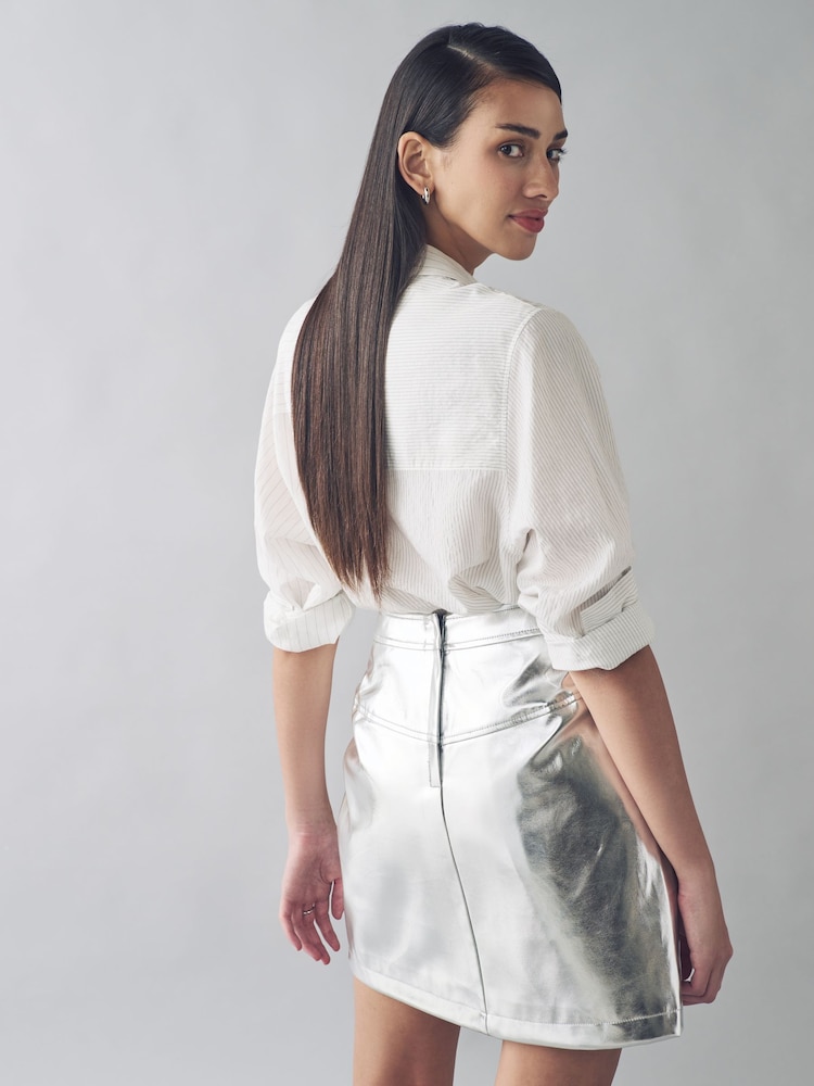 Urban Code Metallic A Line PU Mini Skirt - Image 2 of 4