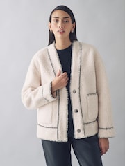 Urban Code Teddy Button Front Jacket With Stitch Detailing - صورة 1 من 5