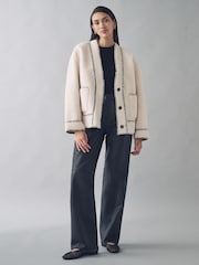 Urban Code Teddy Button Front Jacket With Stitch Detailing - صورة 2 من 5