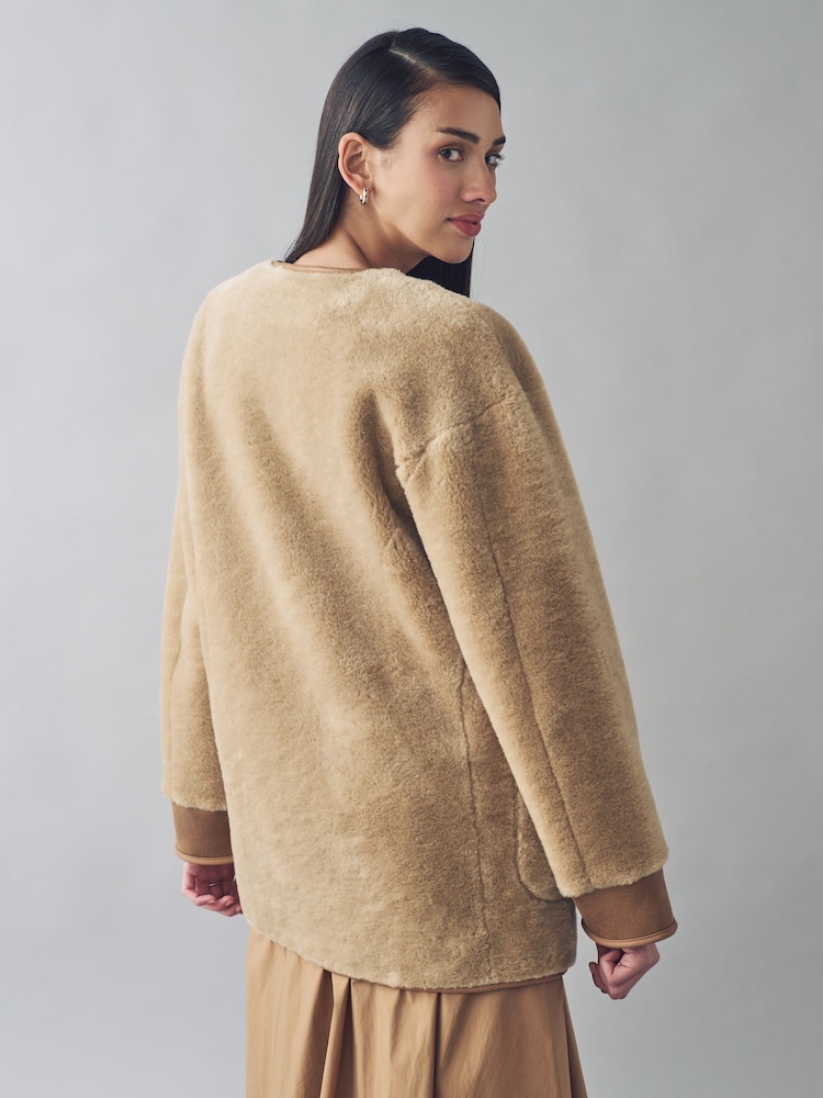 Urban Code Reversible Teddy Longline Jacket - صورة 2 من 3