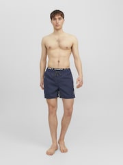 JACK & JONES Blue Double Waistband Logo Swim Shorts - Image 2 of 5