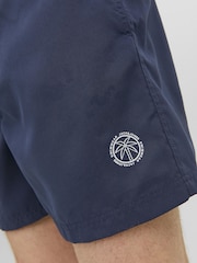 JACK & JONES Blue Double Waistband Logo Swim Shorts - Image 4 of 5