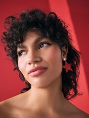 Red Christmas Glitter Star Drop Earrings - Image 3 of 4
