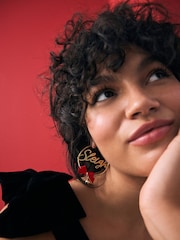 Gold Tone Christmas Sleigh Bell Earrings Made With Recycled Iron - Image 4 of 5