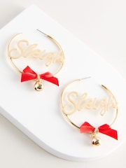 Gold Tone Christmas Sleigh Bell Earrings Made With Recycled Iron - Image 5 of 5
