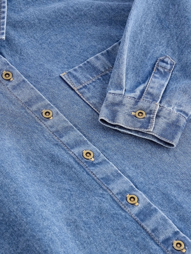 Black Flare 100% Cotton Leggings And Denim Shirt Set (3-16yrs) - Image 3 of 6