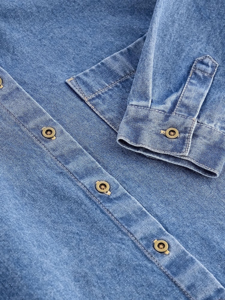 Black Flare 100% Cotton Leggings And Denim Shirt Set (3-16yrs) - Image 6 of 6
