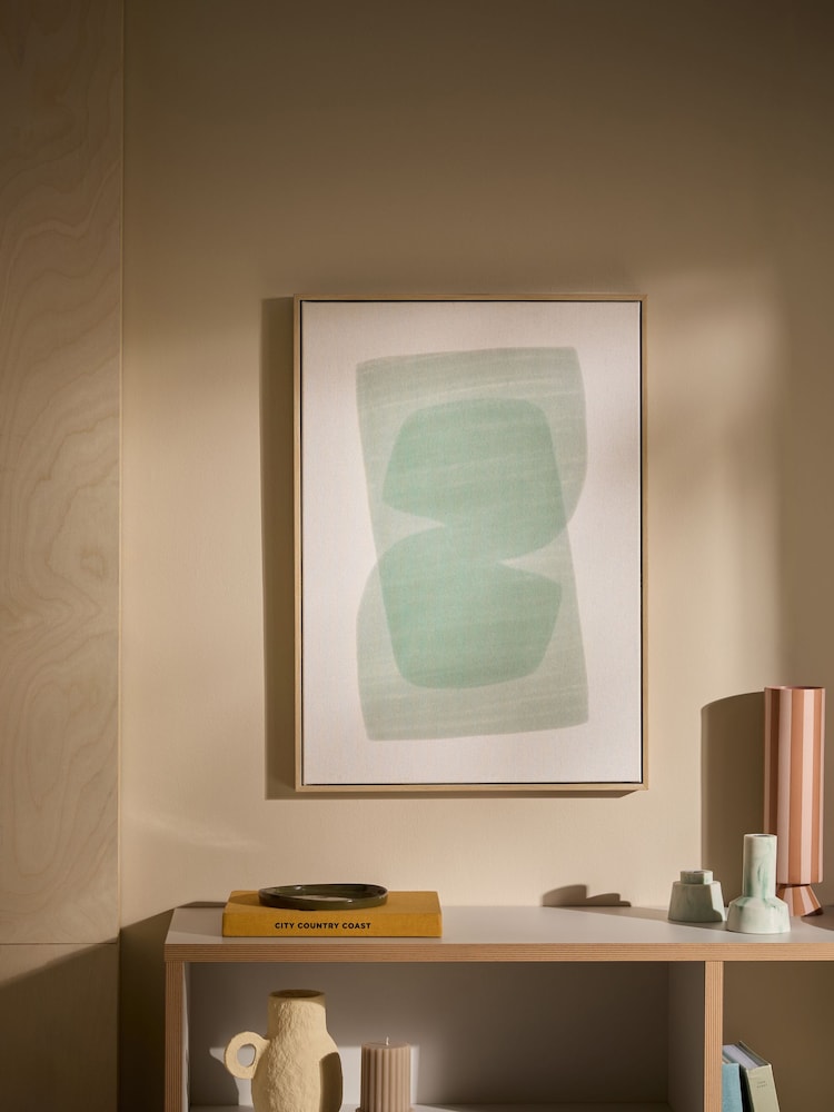 MADE.COM Kinney Turquoise Abstract Canvas Wall Art - Image 1 of 4