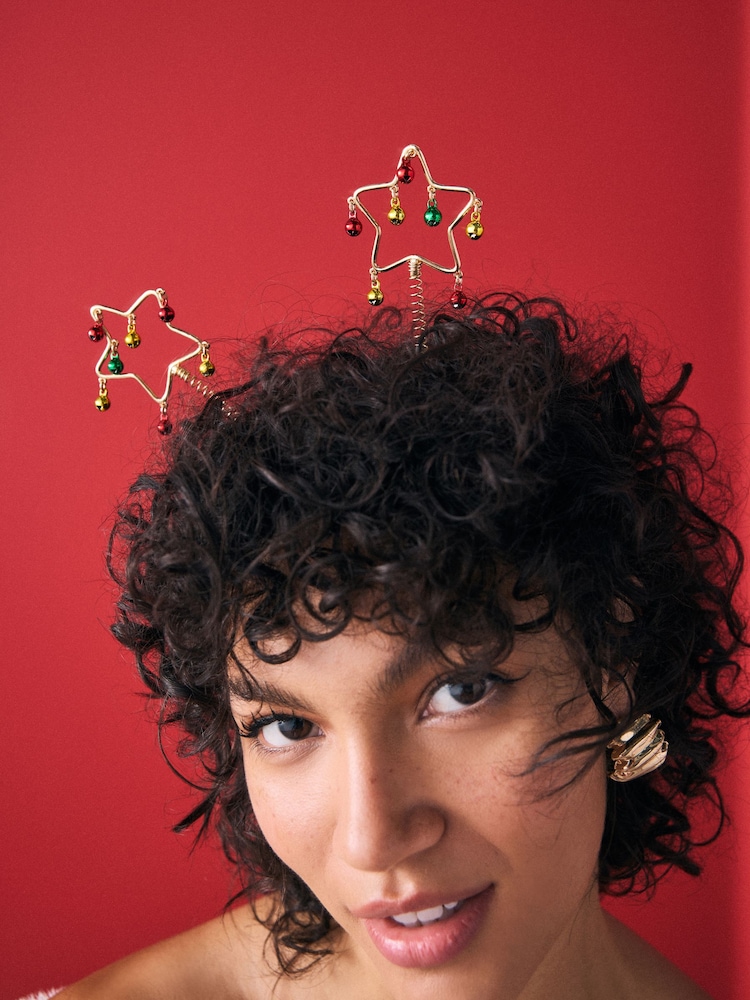 Gold Christmas Jingle Star Bopper Headband - Image 1 of 4 Gold Christmas Jingle Star Bopper Headband - Image 1 of 4