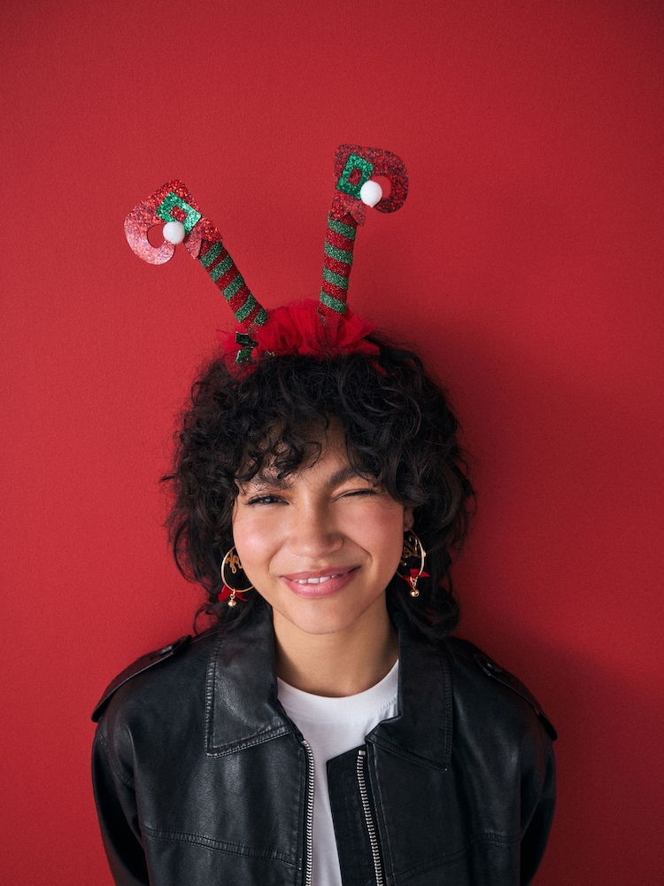 Red/Green Christmas Elf Legs Headband - Image 1 of 3