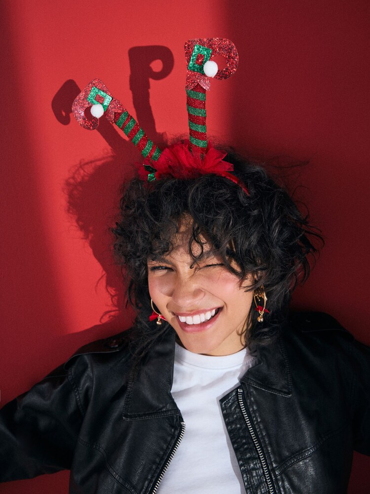 Red/Green Christmas Elf Legs Headband - Image 3 of 3