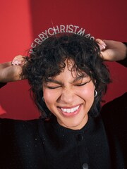 Silver Tone Merry Christmas Headband Made With Recycled Zinc and Steel - Image 2 of 3