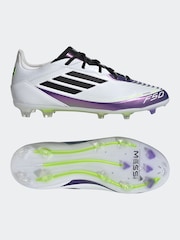 adidas White/Purple Kids F50 Pro Messi Firm Ground Boots - Image 2 of 10