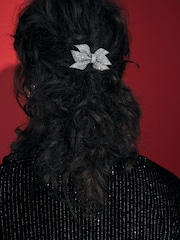 Silberfarben - Haarclips mit Schleife und weihnachtlichem Design - Bild 6 von 6