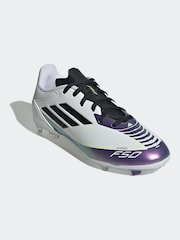 adidas White/Purple Messi F50 Kids League Firm/Multi-Ground Boots - Image 1 of 9