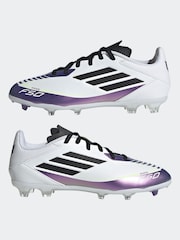 adidas White/Purple Messi F50 Kids League Firm/Multi-Ground Boots - Image 4 of 9