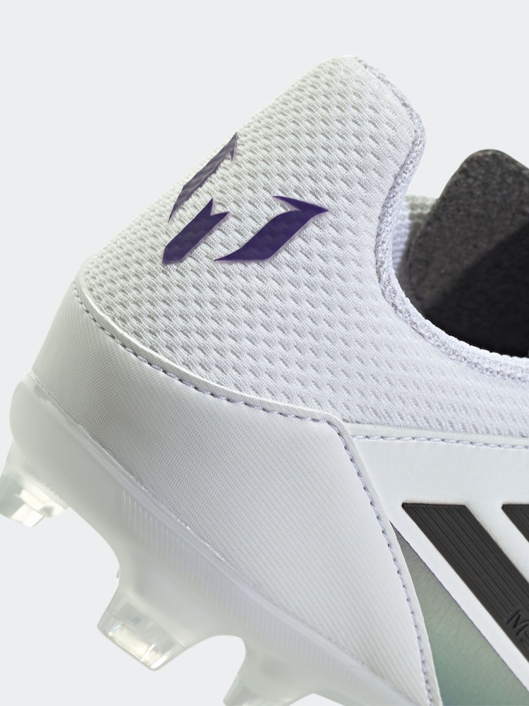 adidas White/Purple Messi F50 Kids League Firm/Multi-Ground Boots - Image 9 of 9