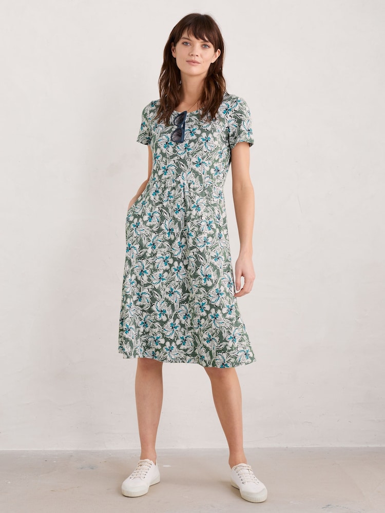Seasalt Cornwall Green Enor Fit-and-Flare Dress - Image 1 of 5