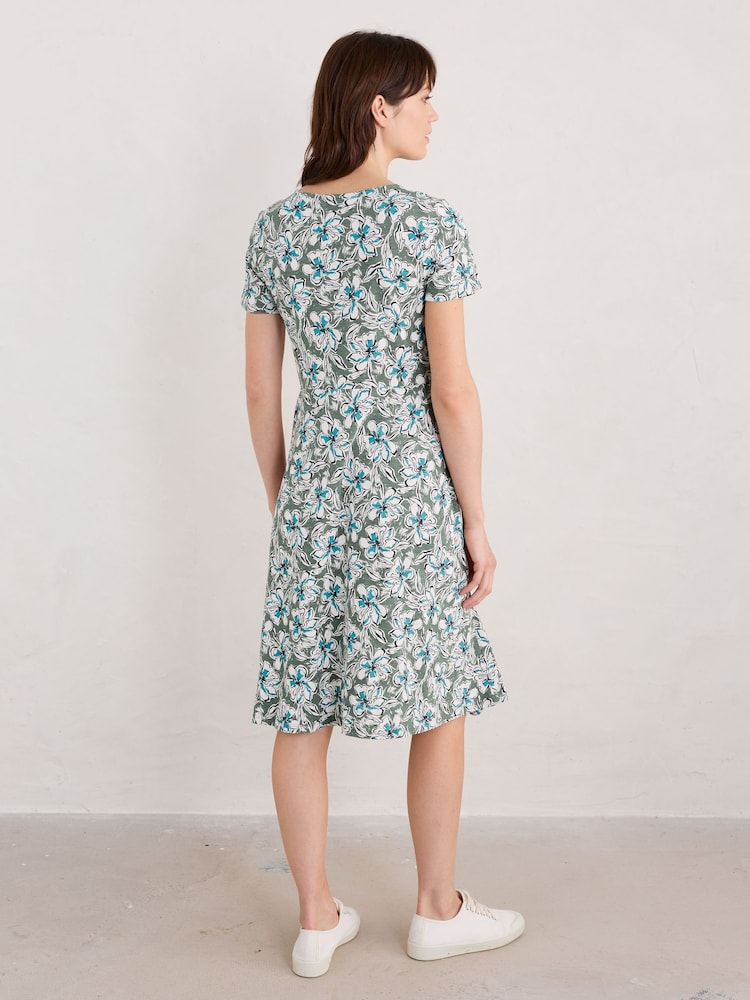 Seasalt Cornwall Green Enor Fit-and-Flare Dress - Image 2 of 5 Seasalt Cornwall Green Enor Fit-and-Flare Dress - Image 2 of 5