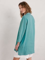 Seasalt Cornwall Green Tide Clock 3/4 Sleeve 100% Linen Tunic - Image 2 of 5