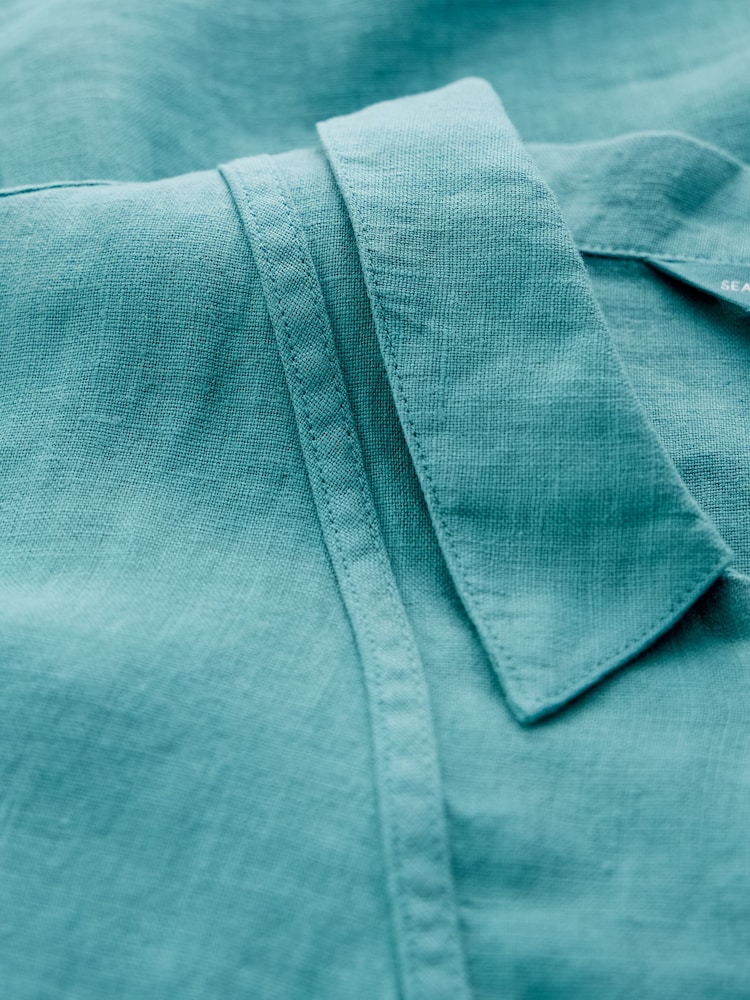Seasalt Cornwall Green Tide Clock 3/4 Sleeve 100% Linen Tunic - Image 5 of 5