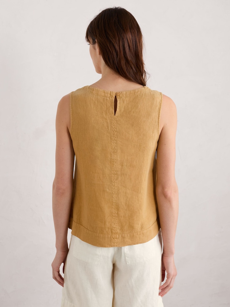 Seasalt Cornwall Yellow Lighthouse Station 100% Linen Vest - Image 2 of 5