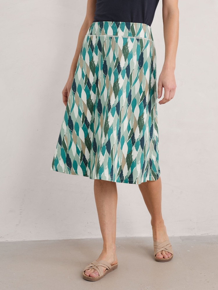 Seasalt Cornwall Green Jessica Grace A-line Jersey Skirt - Image 1 of 5 Seasalt Cornwall Green Jessica Grace A-line Jersey Skirt - Image 1 of 5