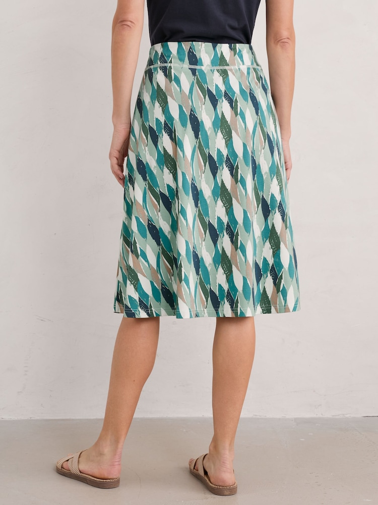 Seasalt Cornwall Green Jessica Grace A-line Jersey Skirt - Image 2 of 5