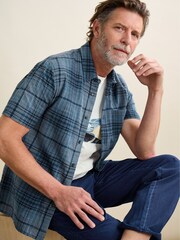 Seasalt Cornwall Blue Mens Skylight Cave Short Sleeve Shirt - Image 1 of 8