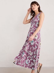 Seasalt Cornwall Purple Shelter Bay Sleeveless Jersey Midi Dress - Image 1 of 6