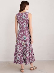 Seasalt Cornwall Purple Shelter Bay Sleeveless Jersey Midi Dress - Image 3 of 6