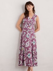 Seasalt Cornwall Purple Shelter Bay Sleeveless Jersey Midi Dress - Image 4 of 6
