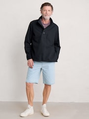 Seasalt Cornwall Blue Mens Clay Stone Organic Cotton Pullover Smock Jacket - Image 3 of 5
