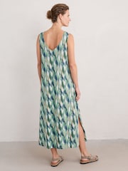 Seasalt Cornwall Green Rosa Sleeveless V-Neck Jersey Dress - Image 4 of 9