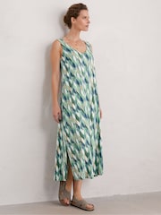 Seasalt Cornwall Green Rosa Sleeveless V-Neck Jersey Dress - Image 5 of 9