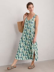Seasalt Cornwall Green Rosa Sleeveless V-Neck Jersey Dress - Image 6 of 9