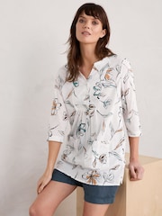 Seasalt Cornwall White Aventurier Printed Cotton Tunic - Image 3 of 5