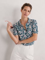 Seasalt Cornwall Blue Embrace 100% Cotton Short Sleeve Shirt - Image 1 of 5
