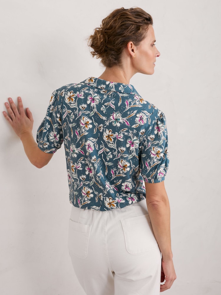 Seasalt Cornwall Blue Embrace 100% Cotton Short Sleeve Shirt - Image 2 of 5