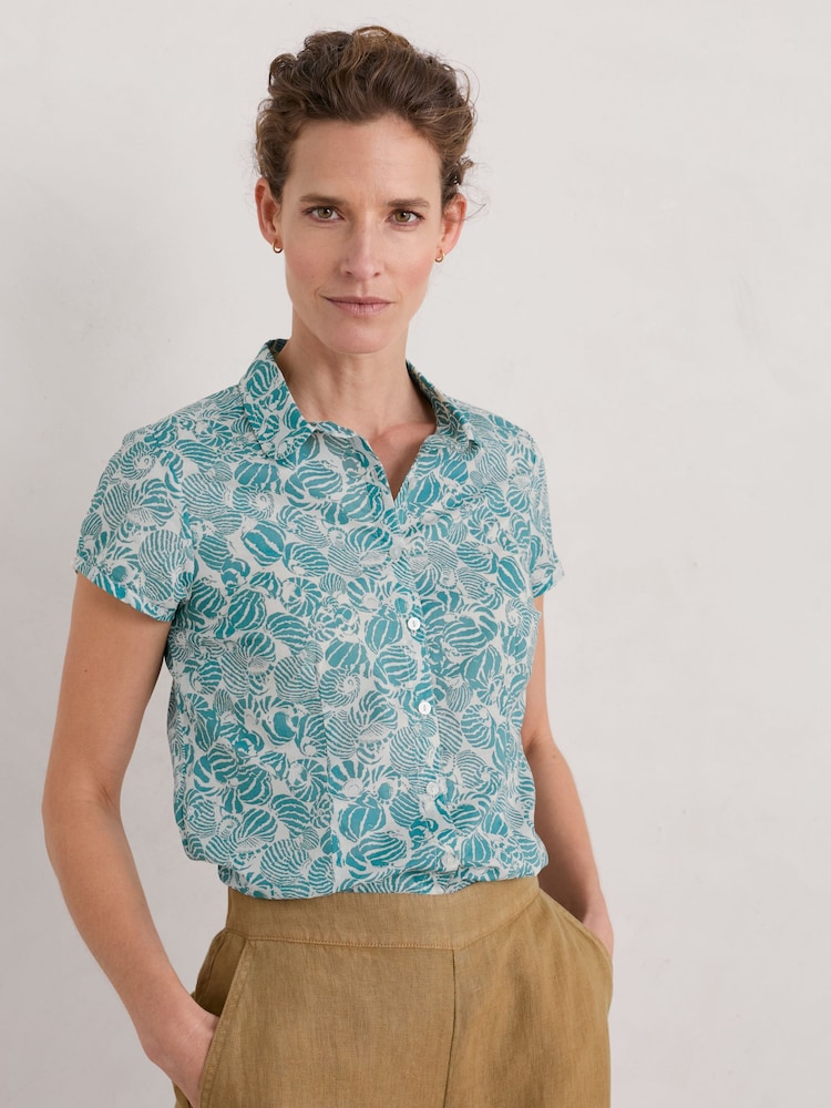 Seasalt Cornwall Green Rushmaker Short Sleeve Shirt - Image 1 of 5