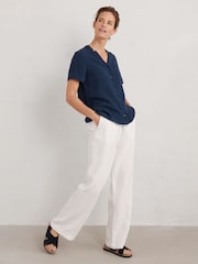 Seasalt Cornwall Blue 100% Cotton Castle Short Sleeve Shirt - Image 3 of 5