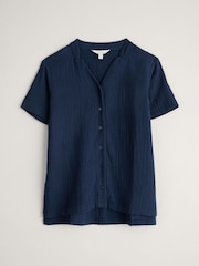 Seasalt Cornwall Blue 100% Cotton Castle Short Sleeve Shirt - Image 4 of 5